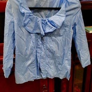 Baby Blue Ruffled Top S no tag